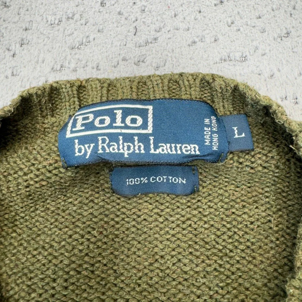 Vintage Polo Ralph Lauren Sweater Mens Large Green Knit Hunting Grunge Pony 90s